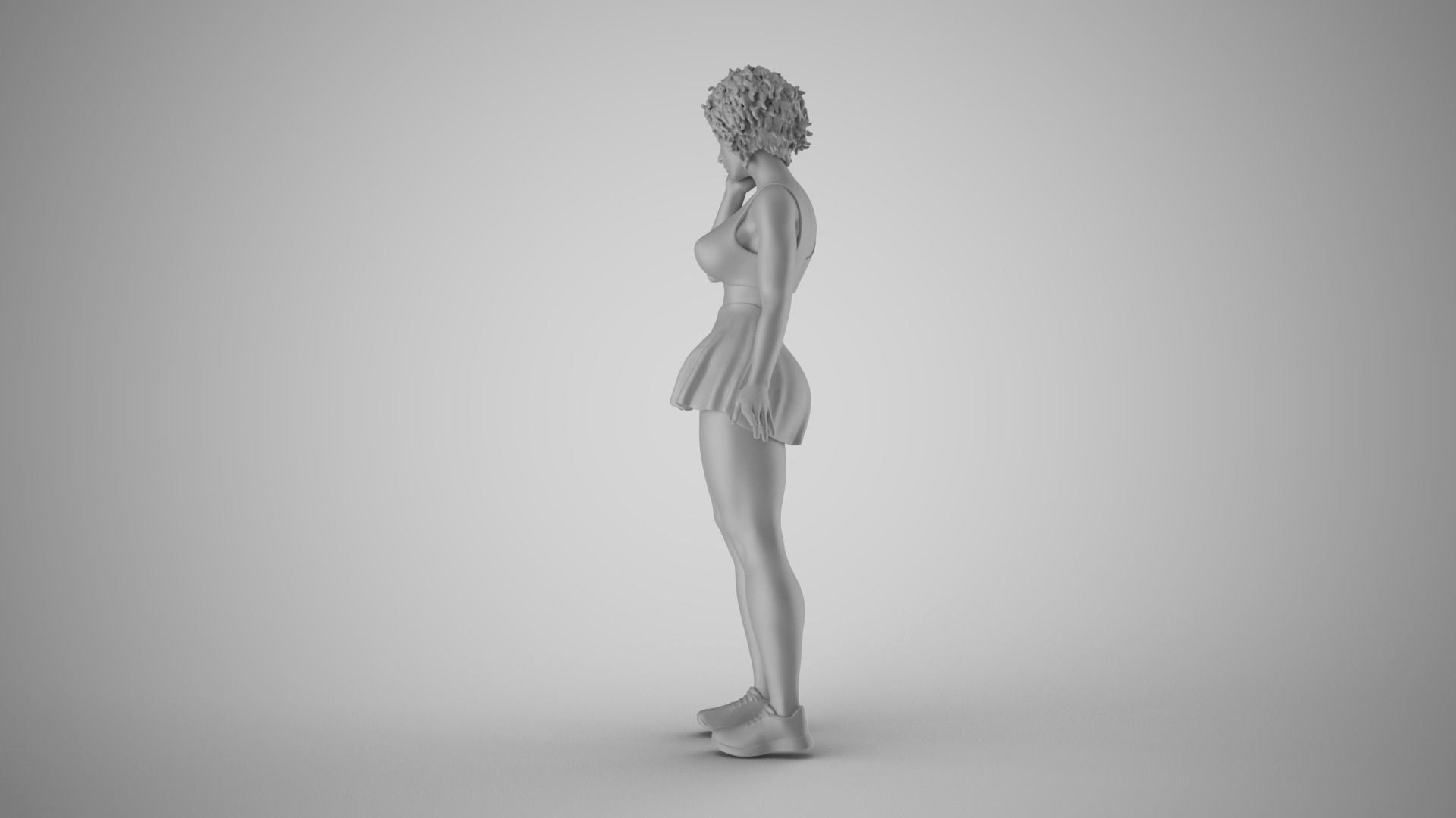 Woman Standing Thinking 3D print model_16