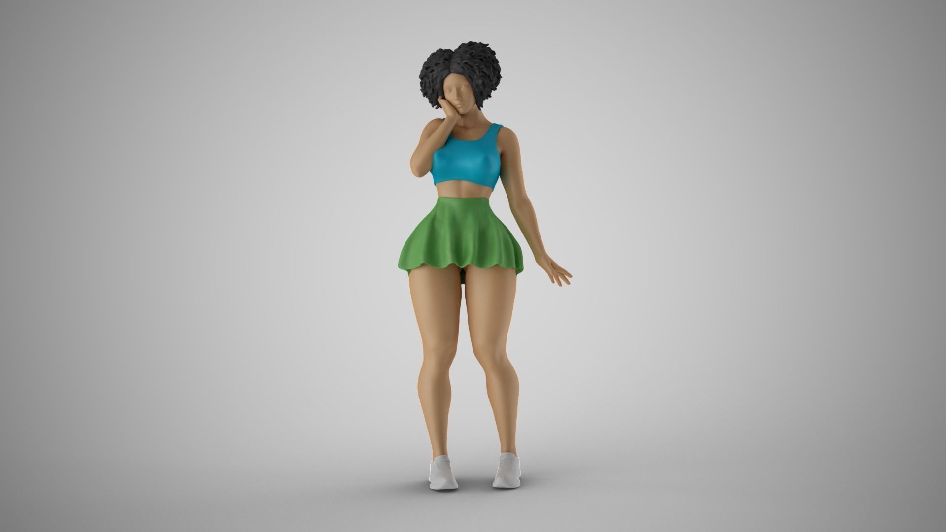Woman Standing Thinking 3D print model_18