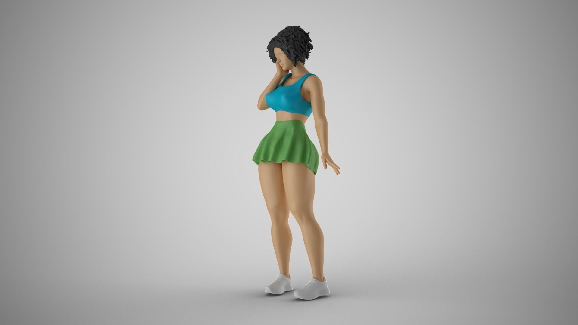 Woman Standing Thinking 3D print model_14