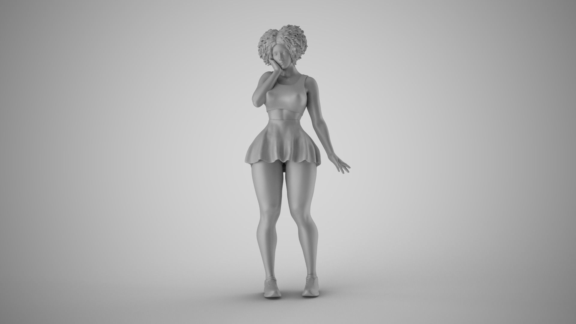 Woman Standing Thinking 3D print model_17