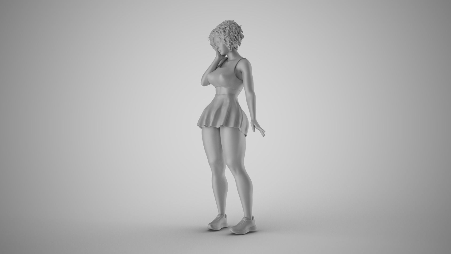 Woman Standing Thinking 3D print model_15