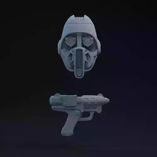 Magna Gaurd Droid One-Twelfth Scale Head and Blaster 3D print model
