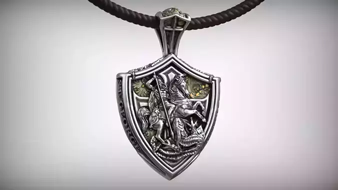 Saint George the Victorious and the Dragon Cross Pendant