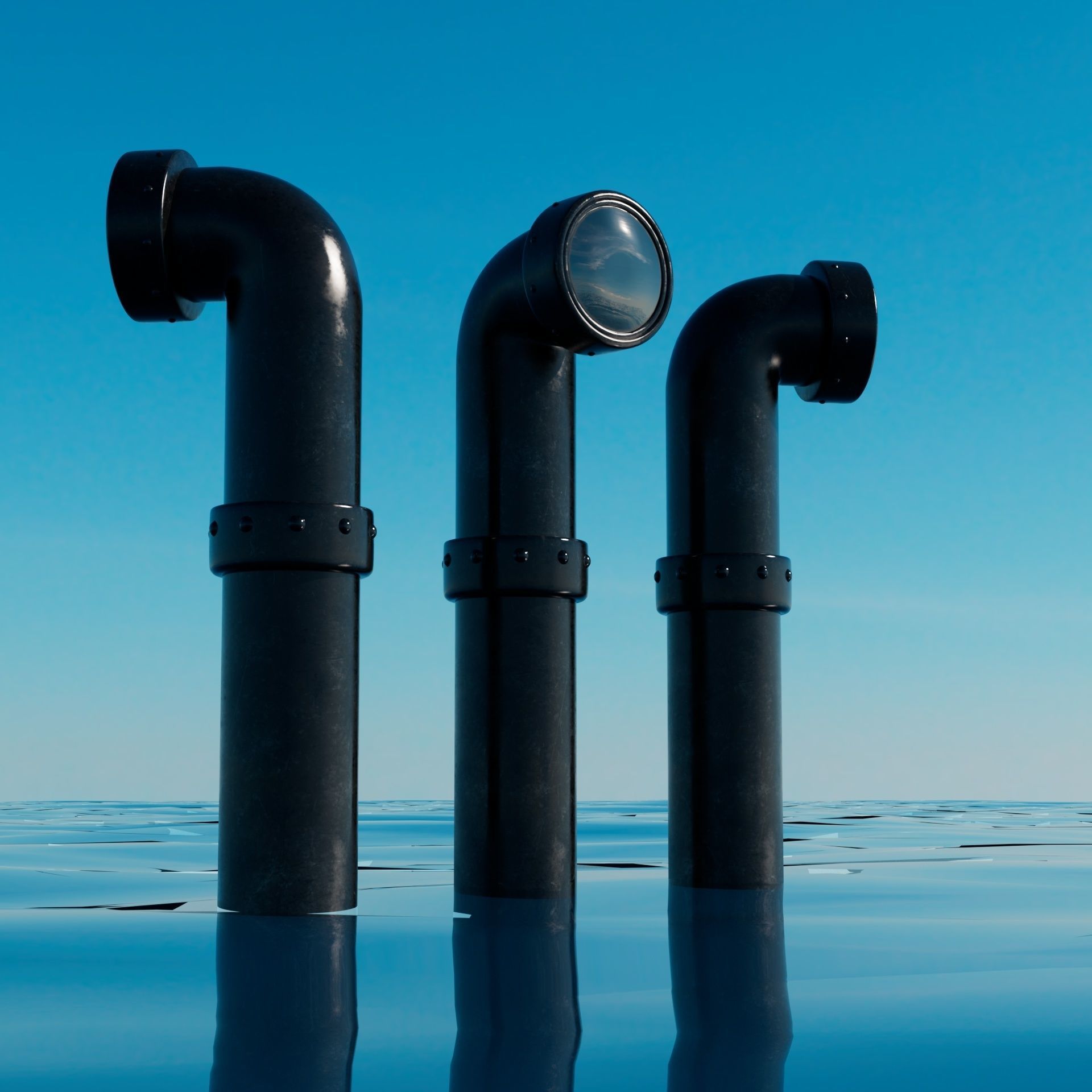 Submarine Periscope Low-poly 3D model_1