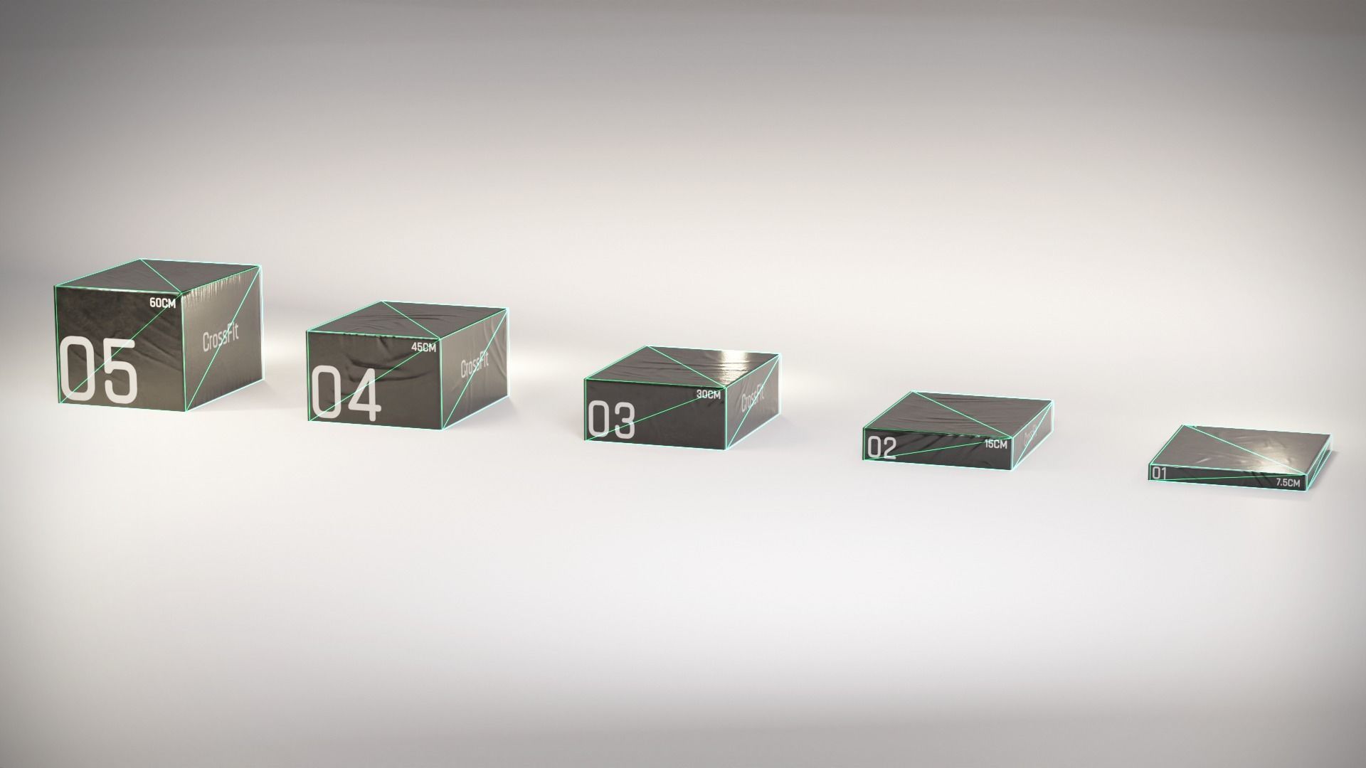 Aerobic - Jump Boxes Pack Low-poly 3D model_1