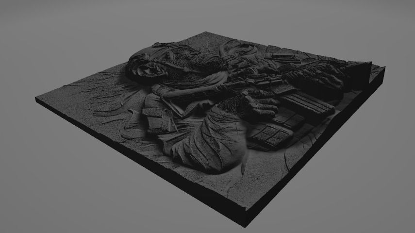 Ape Soldier CNC 3d Print High Relief SandCasting 3D print model_4