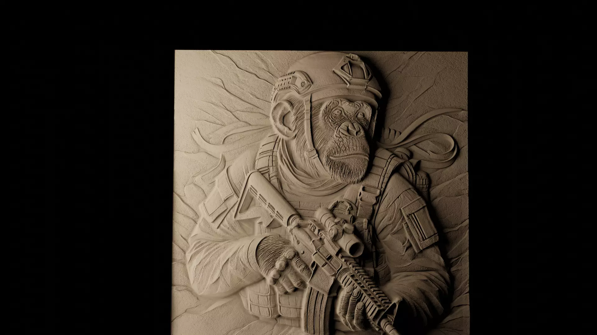 Ape Soldier CNC 3d Print High Relief SandCasting 3D print model_0