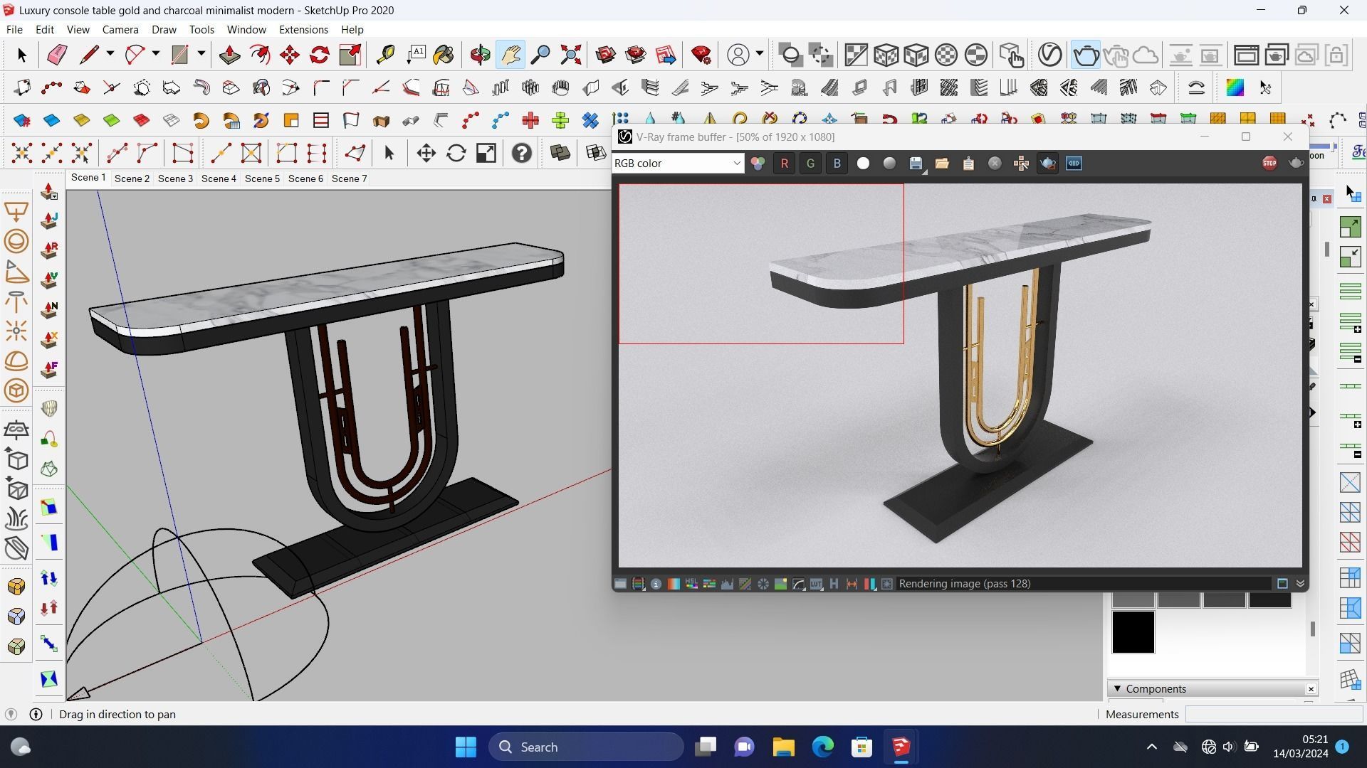Luxury console table Free 3D model_9