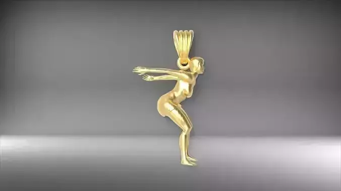 3d Lady Swimmer Diver Charm Pendant necklace Jewelry 3D print model
