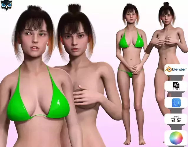 Ella  Realistic Woman Ready Low-poly 3D model