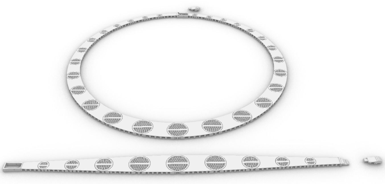 cartier stone necklace and bracelet set 3D print model_19