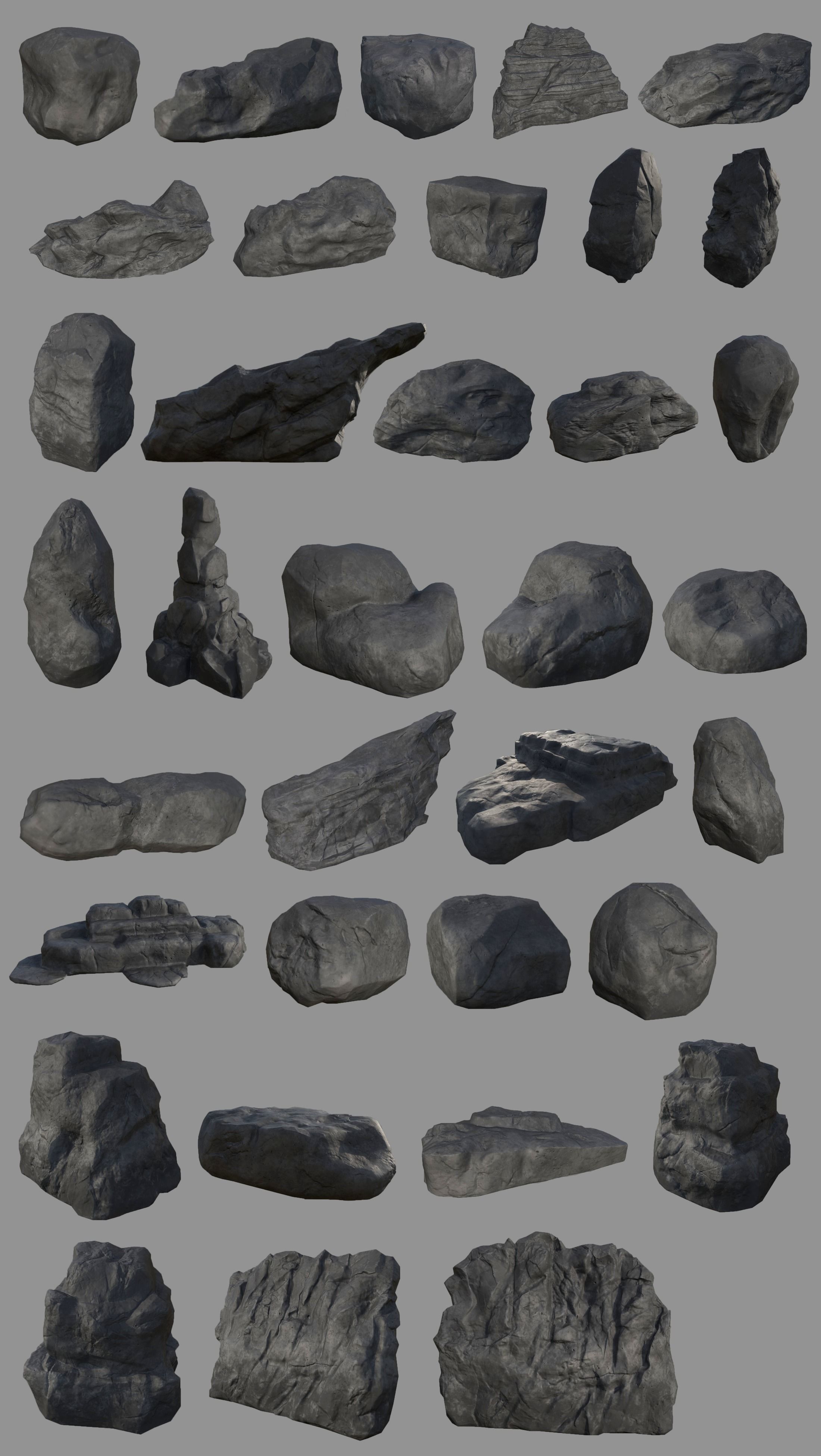 Lowpoly Rock Pack Volume 01 Low-poly 3D model_1