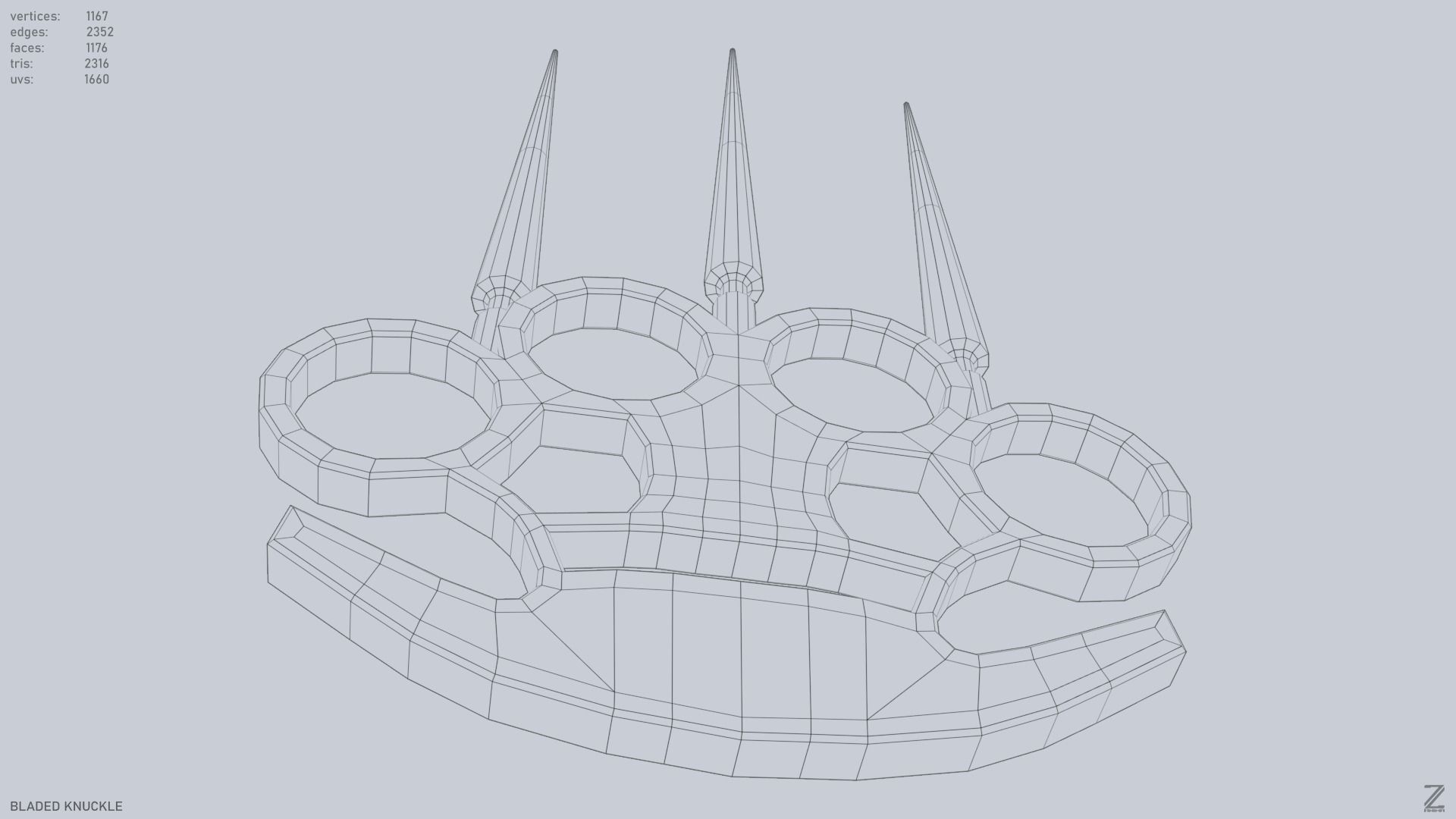 Bladed knuckle Low-poly 3D model_15