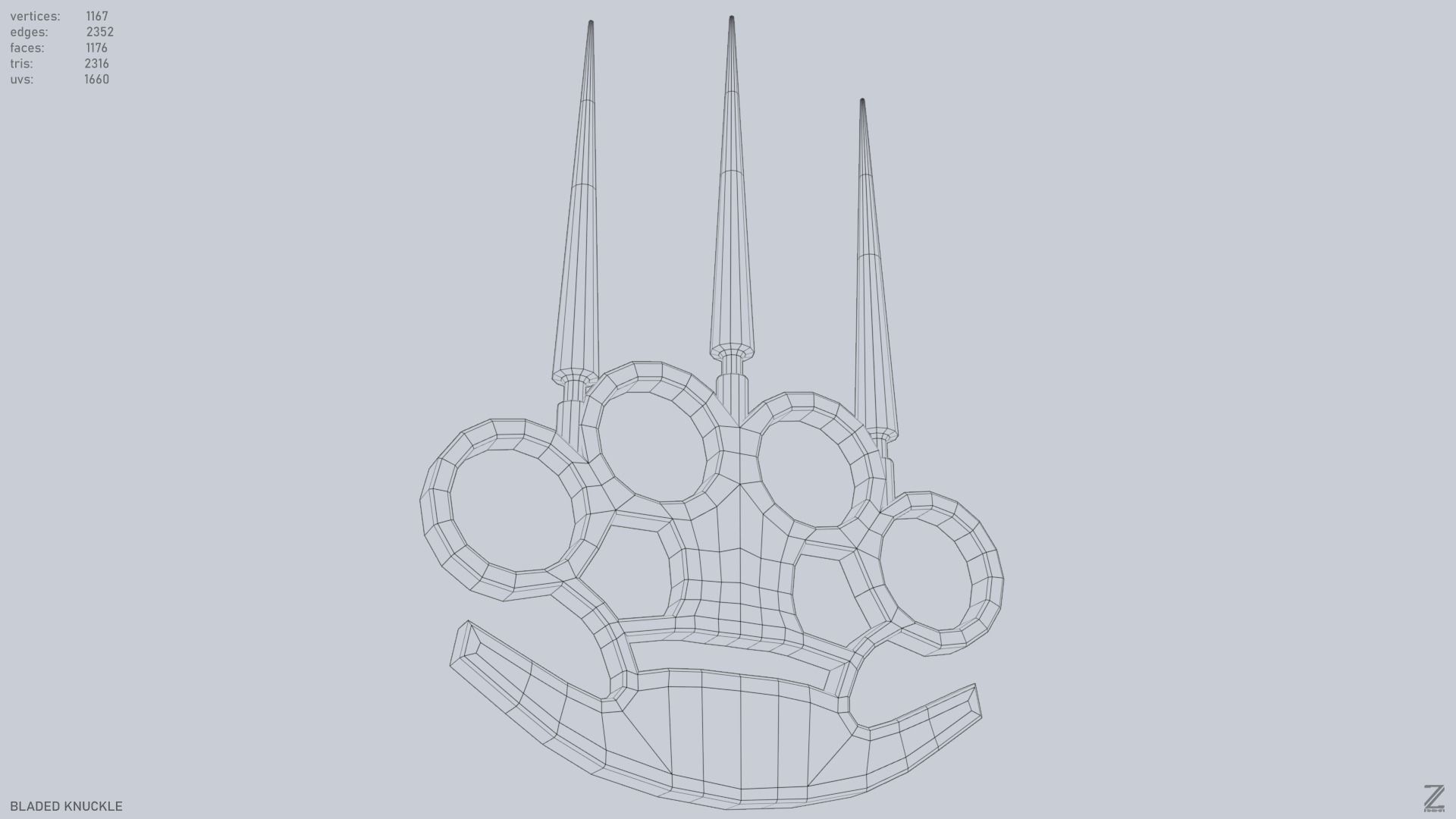 Bladed knuckle Low-poly 3D model_12