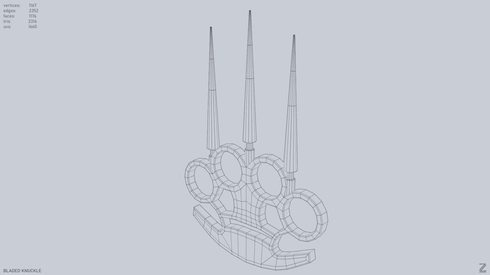 Bladed knuckle Low-poly 3D model_10