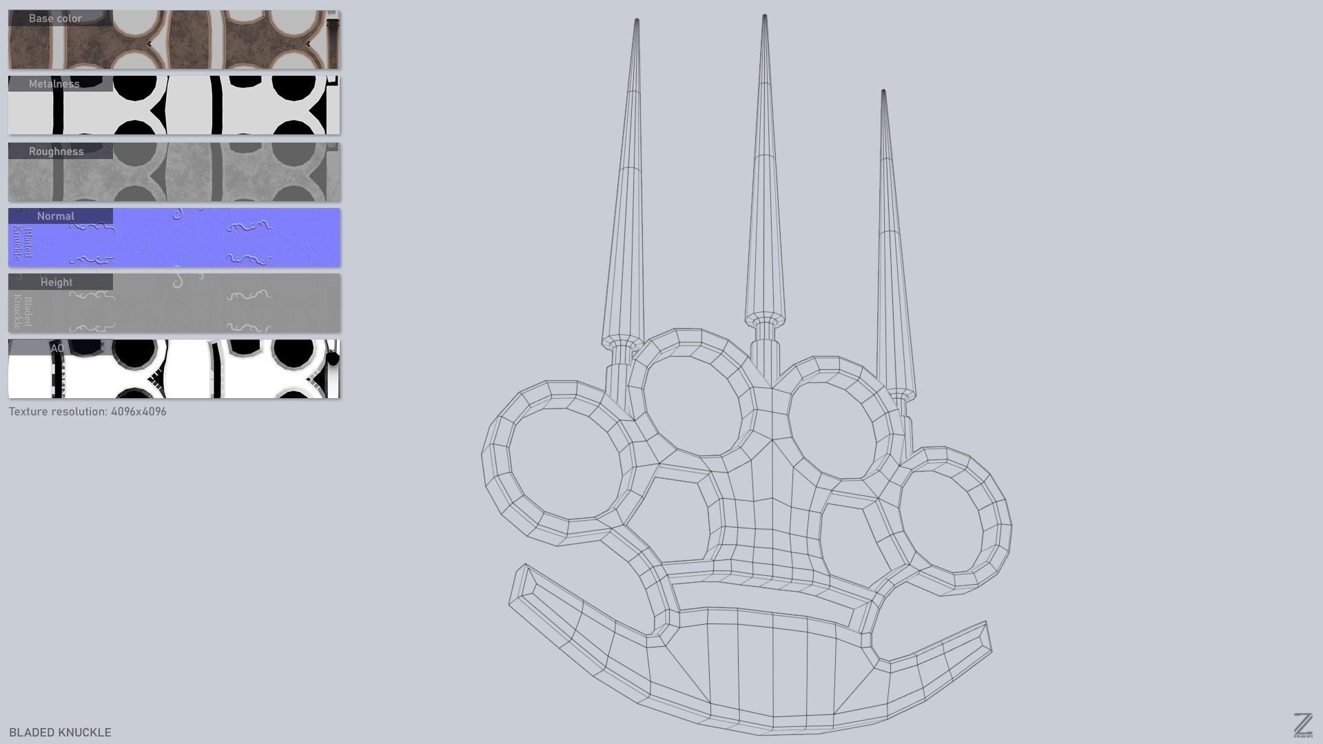 Bladed knuckle Low-poly 3D model_3