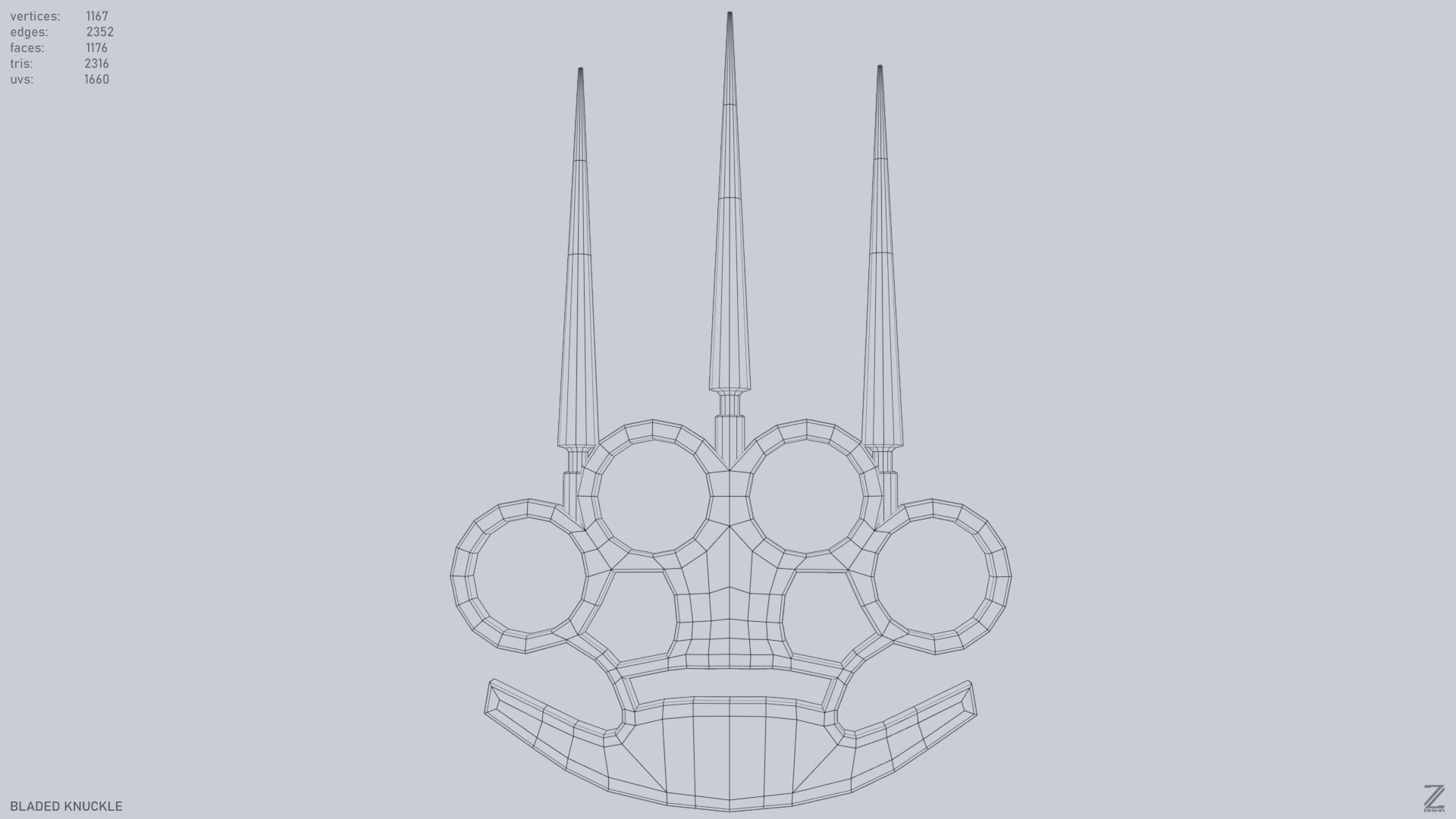 Bladed knuckle Low-poly 3D model_9