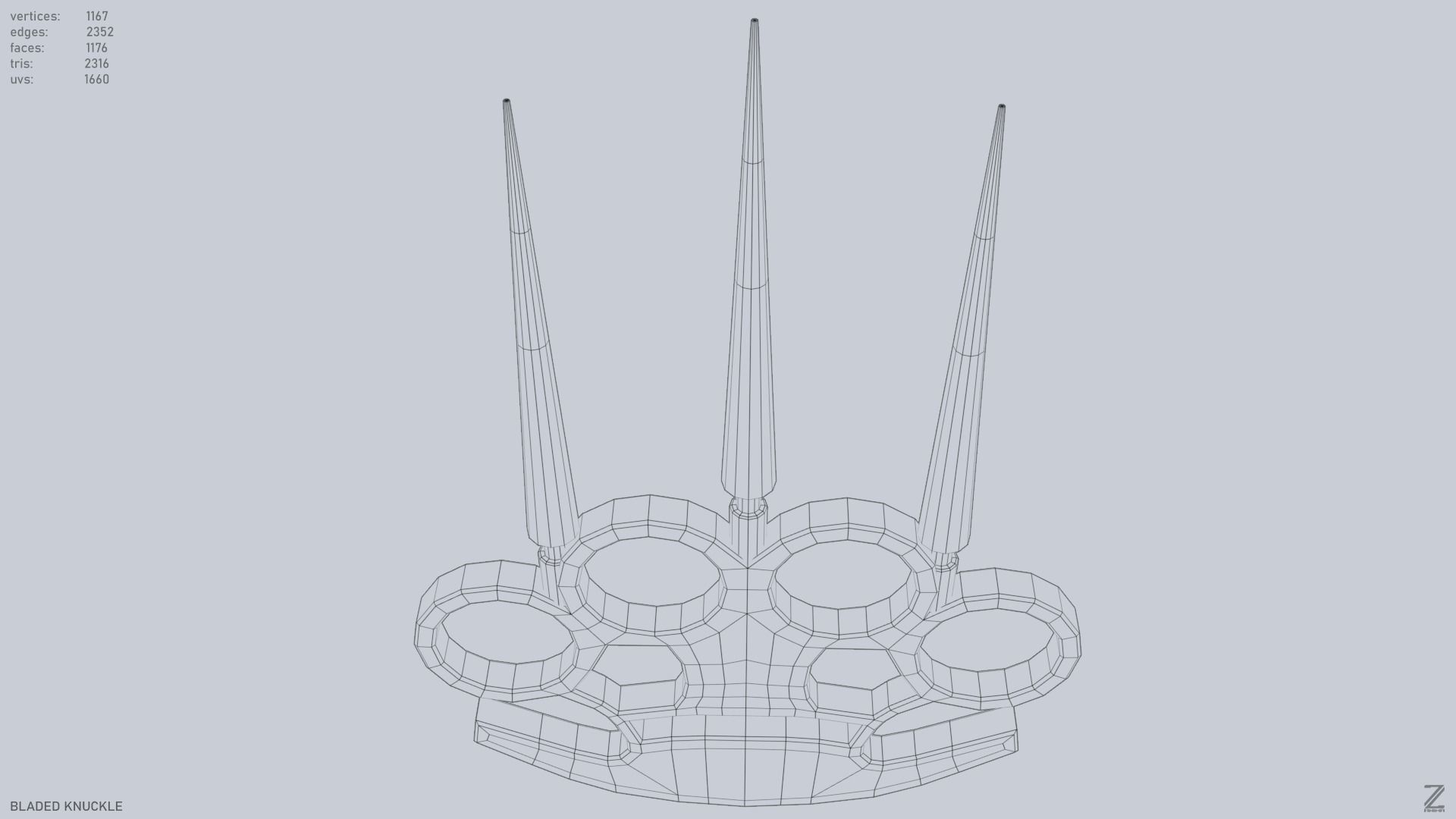 Bladed knuckle Low-poly 3D model_11