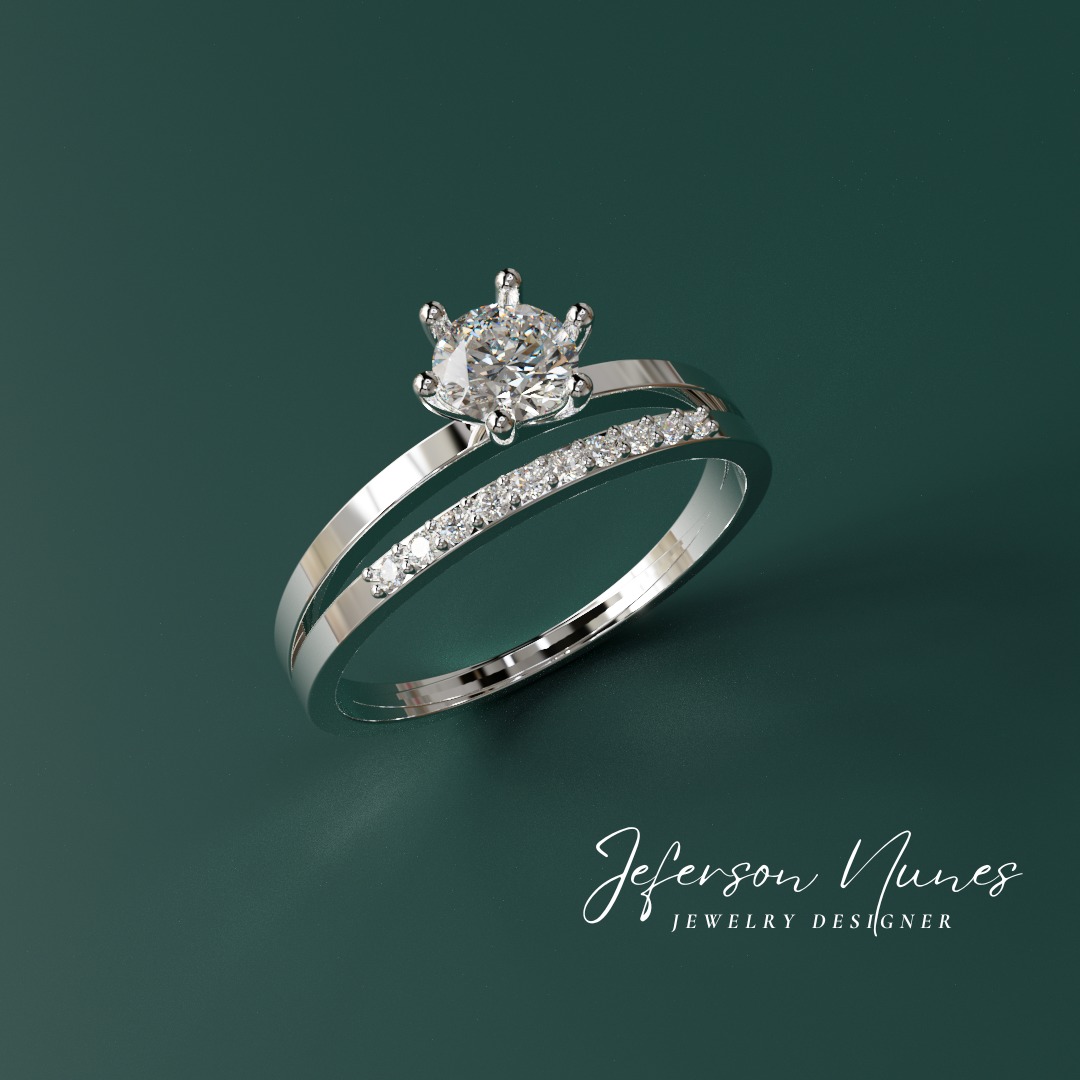 Ring Anel Solitario A1043 3D print model_2