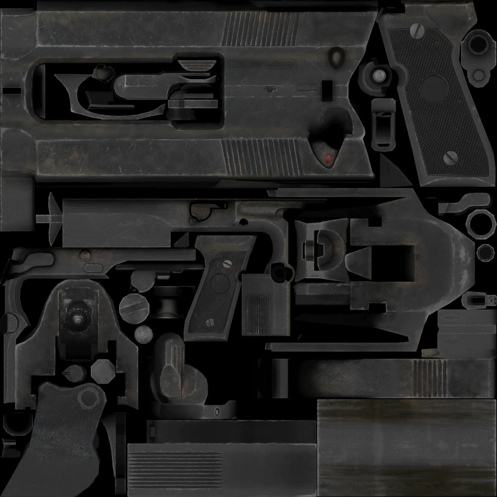 Low Poly M9 Pistol Game Ready Handgun Low-poly 3D model_5