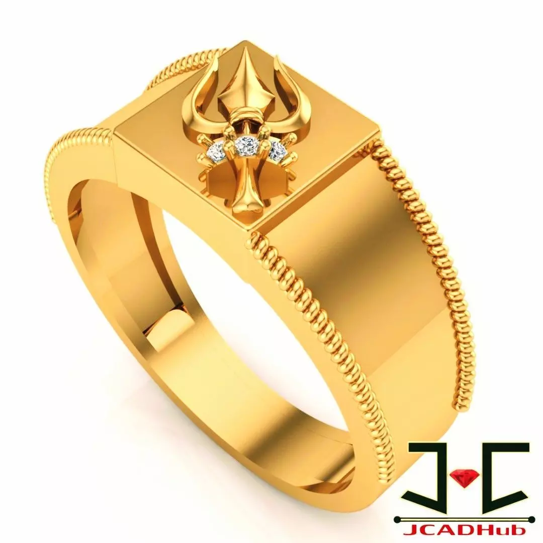 0187 - Trishul Ring Gold Jewellery 3D print model