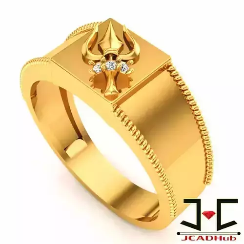0187 - Trishul Ring Gold Jewellery 3D print model