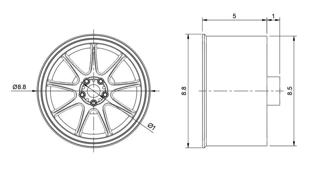 WORK EMOTION D9R RIMS FOR DIECAST 64 SCALE 3D print model_3