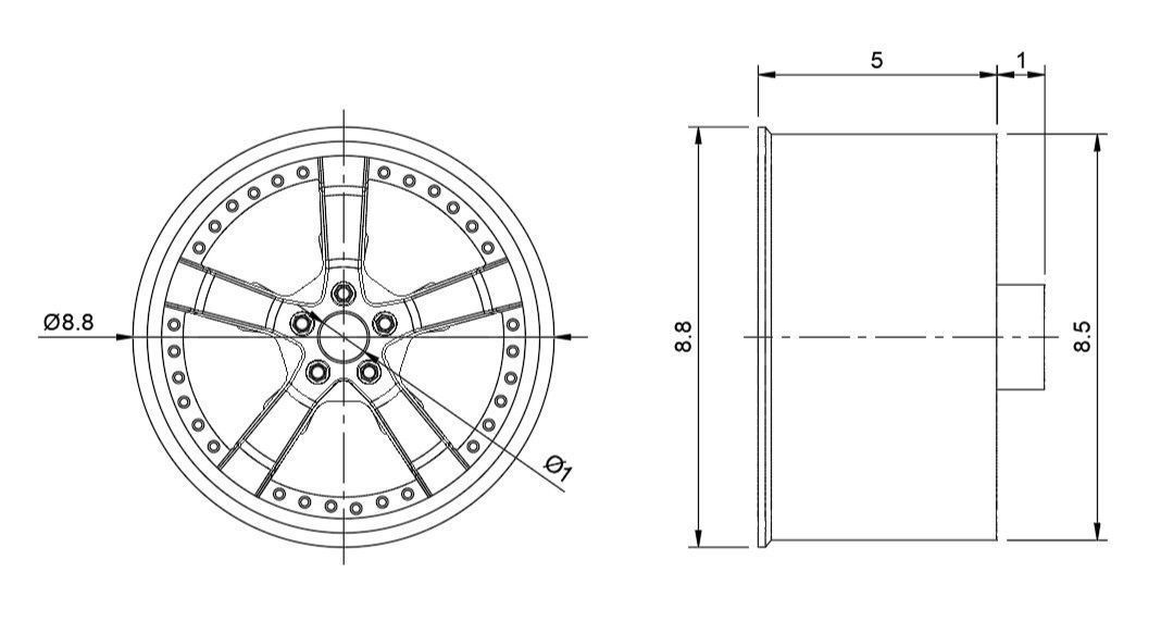 WORK EQUIP E5 RIMS FOR DIECAST 64 SCALE 3D print model_3
