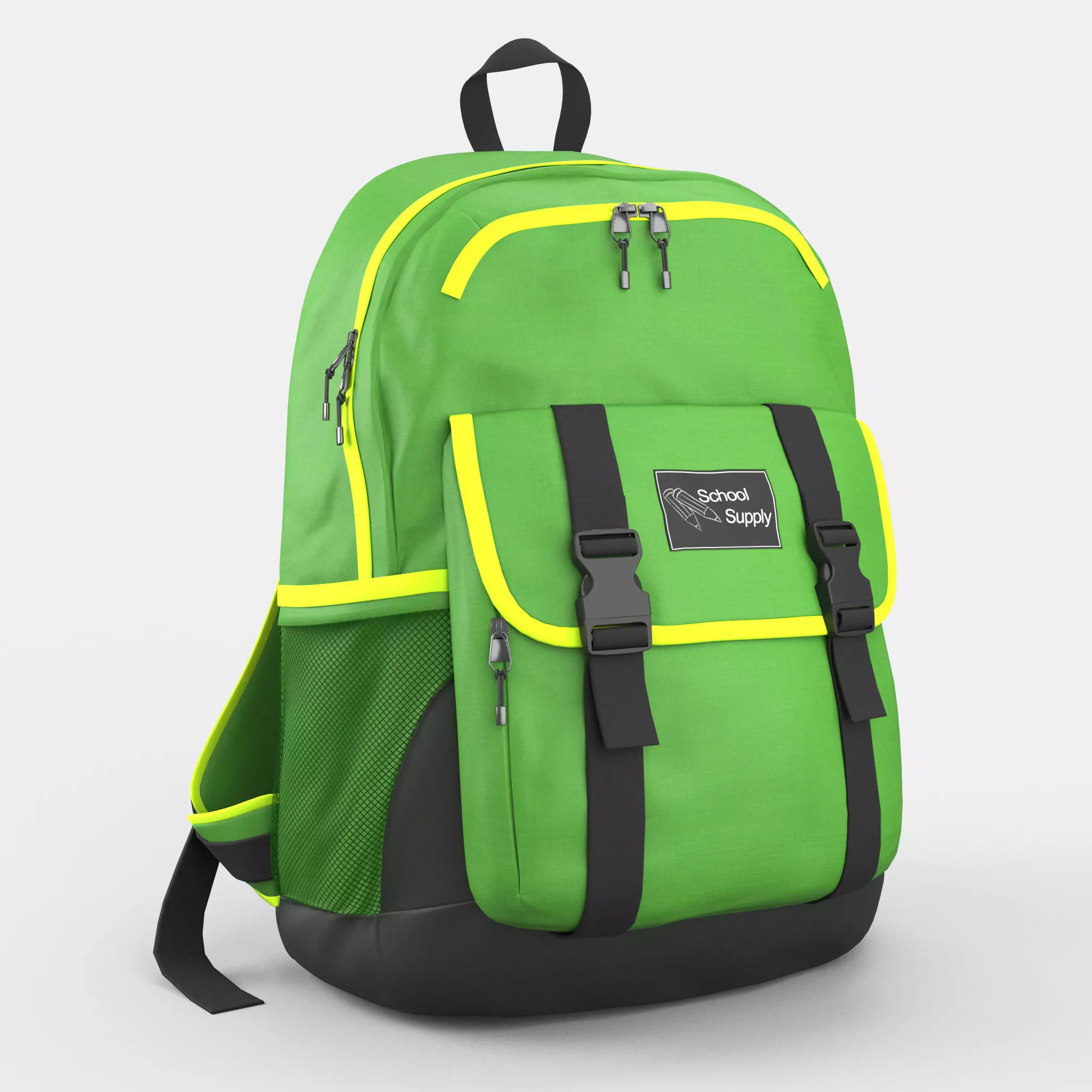 Green school backpack 3D model