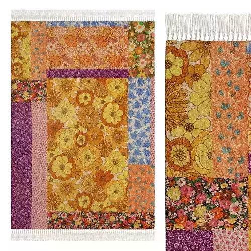 Vera Floral Patchwork Printed Rug 3D model