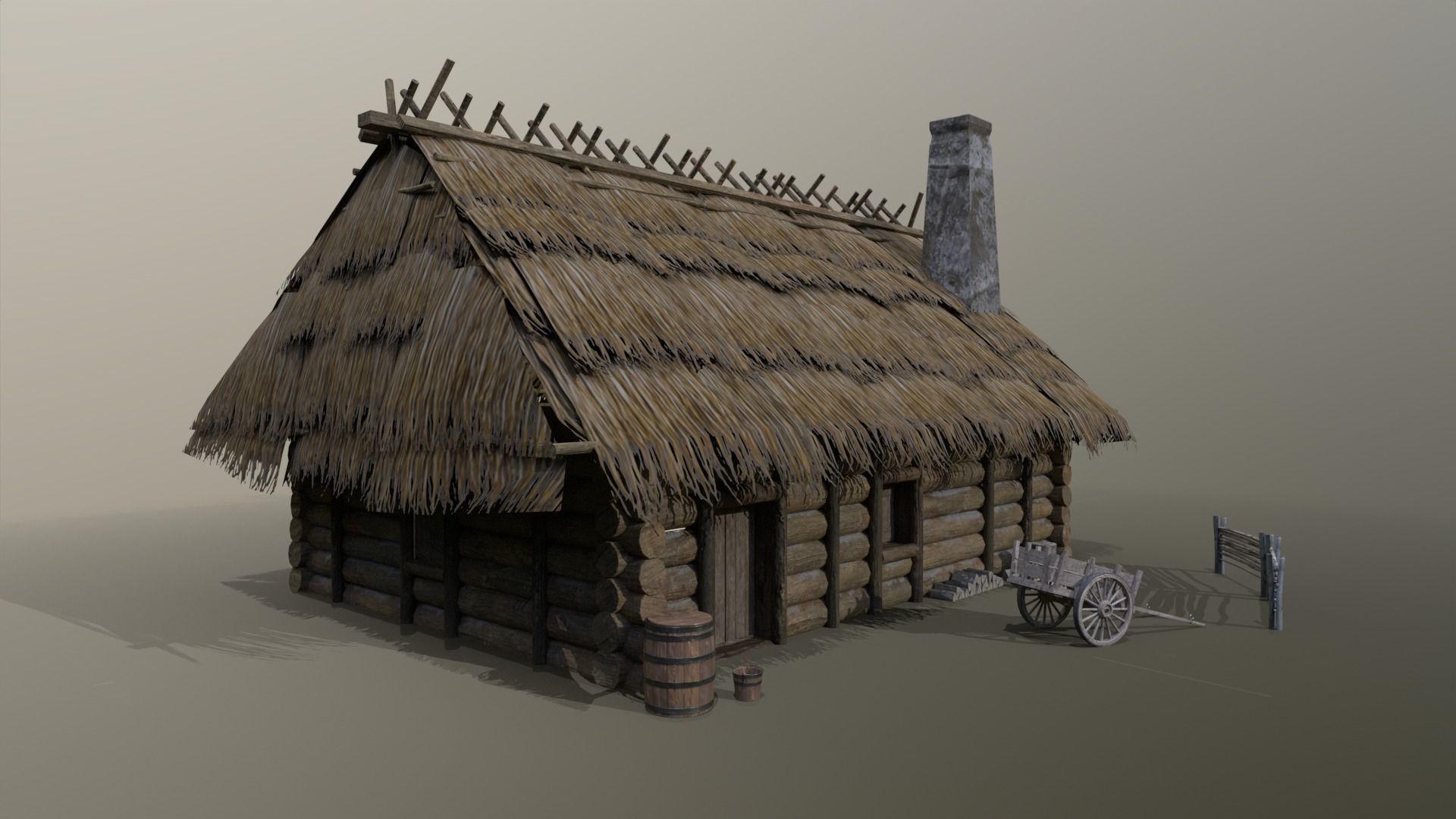 Medieval Cottage Low-poly 3D model_2