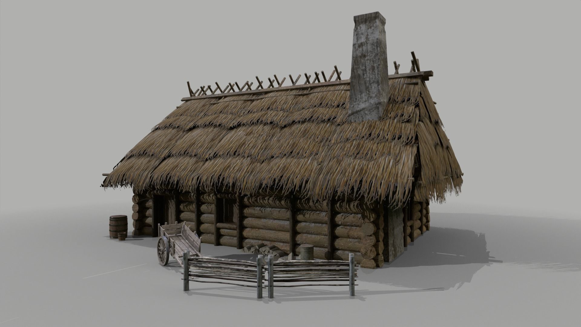 Medieval Cottage Low-poly 3D model_9