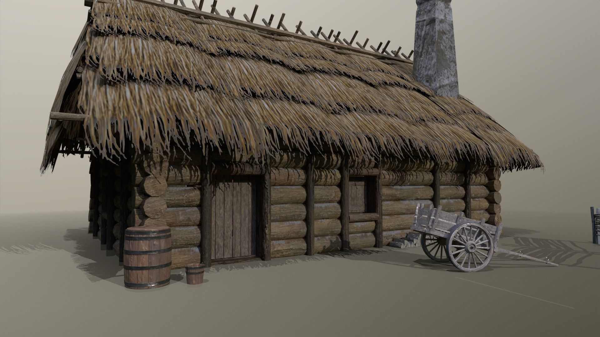 Medieval Cottage Low-poly 3D model_4