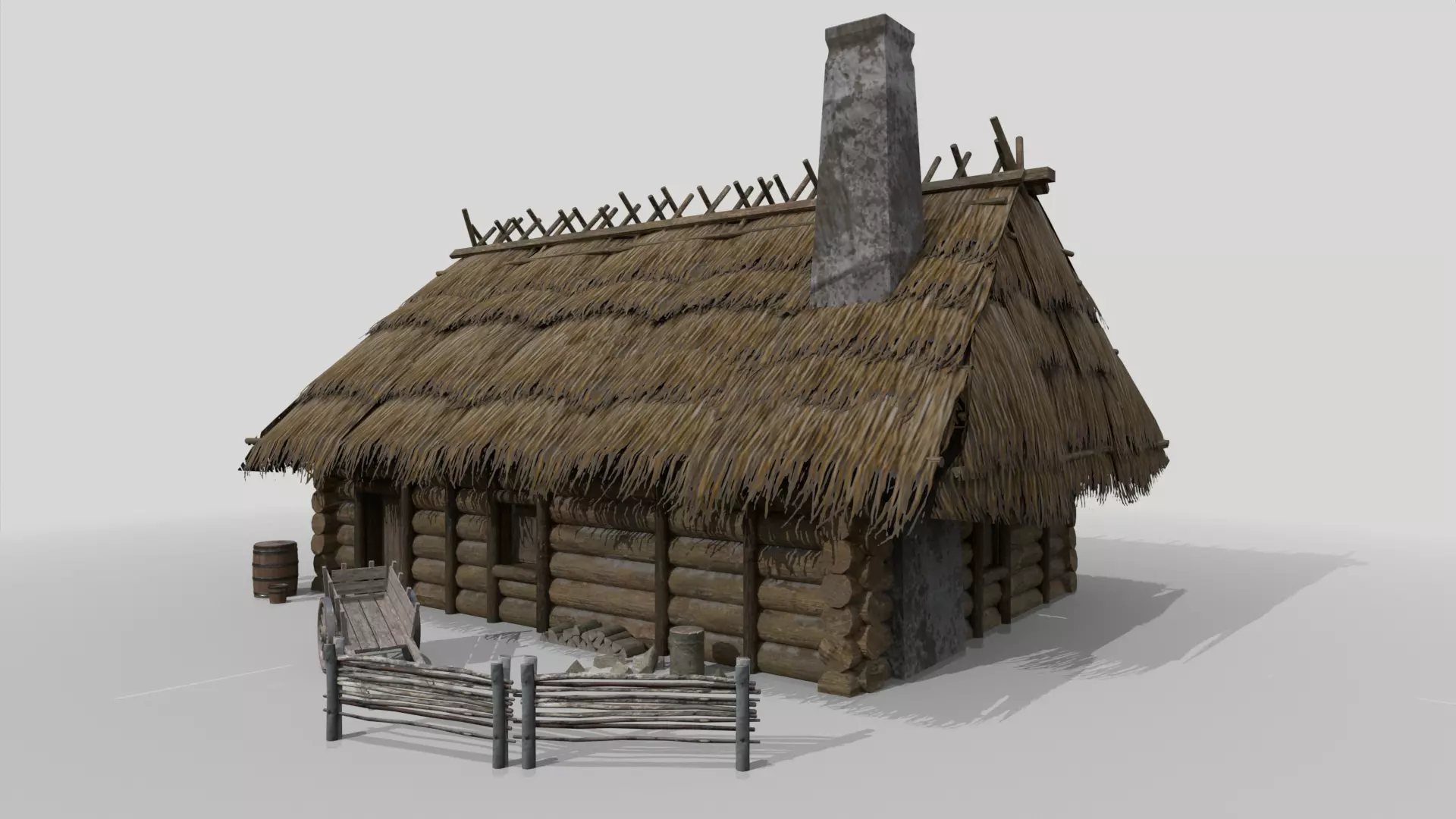 Medieval Cottage Low-poly 3D model_0