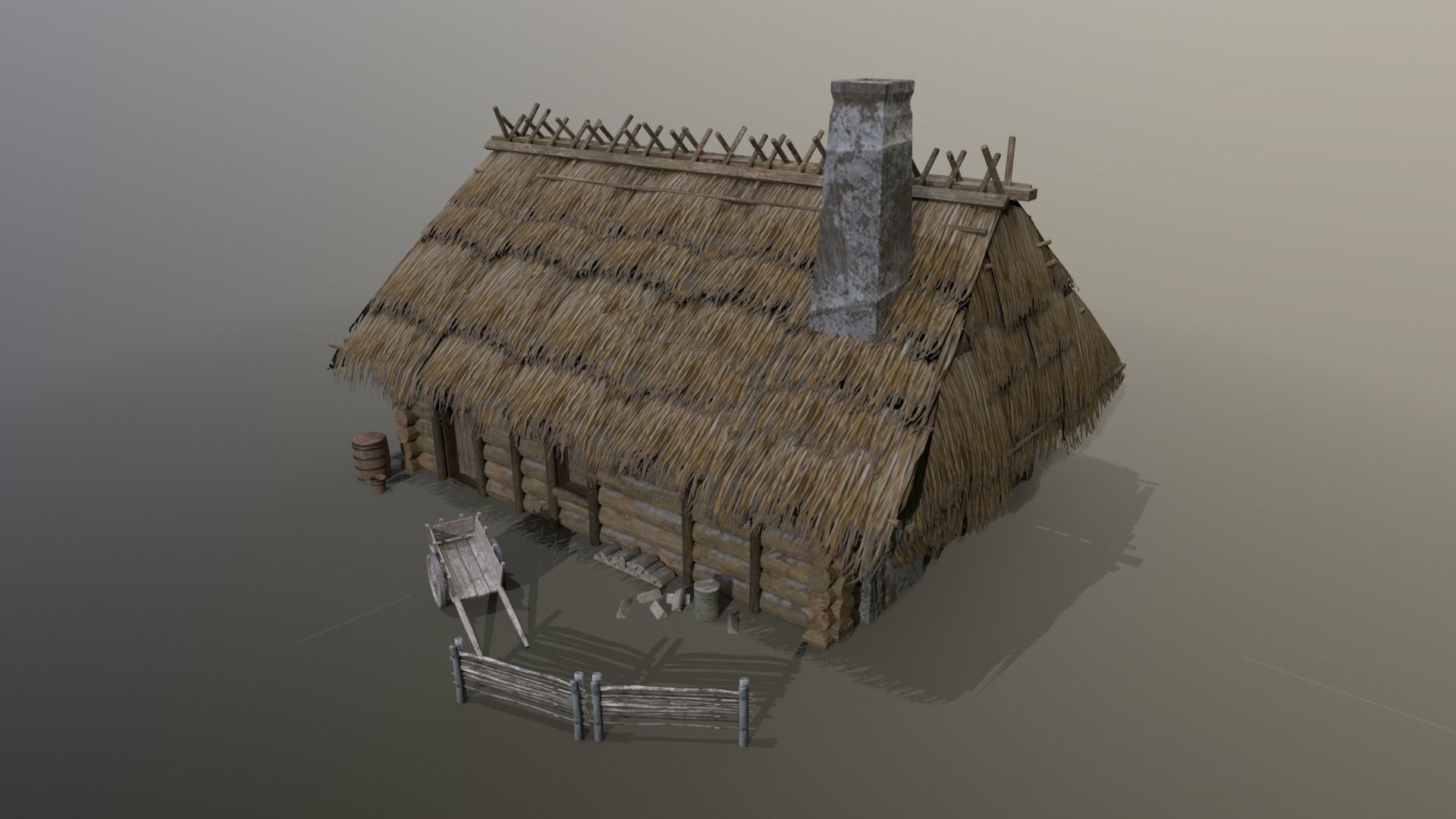 Medieval Cottage Low-poly 3D model_3