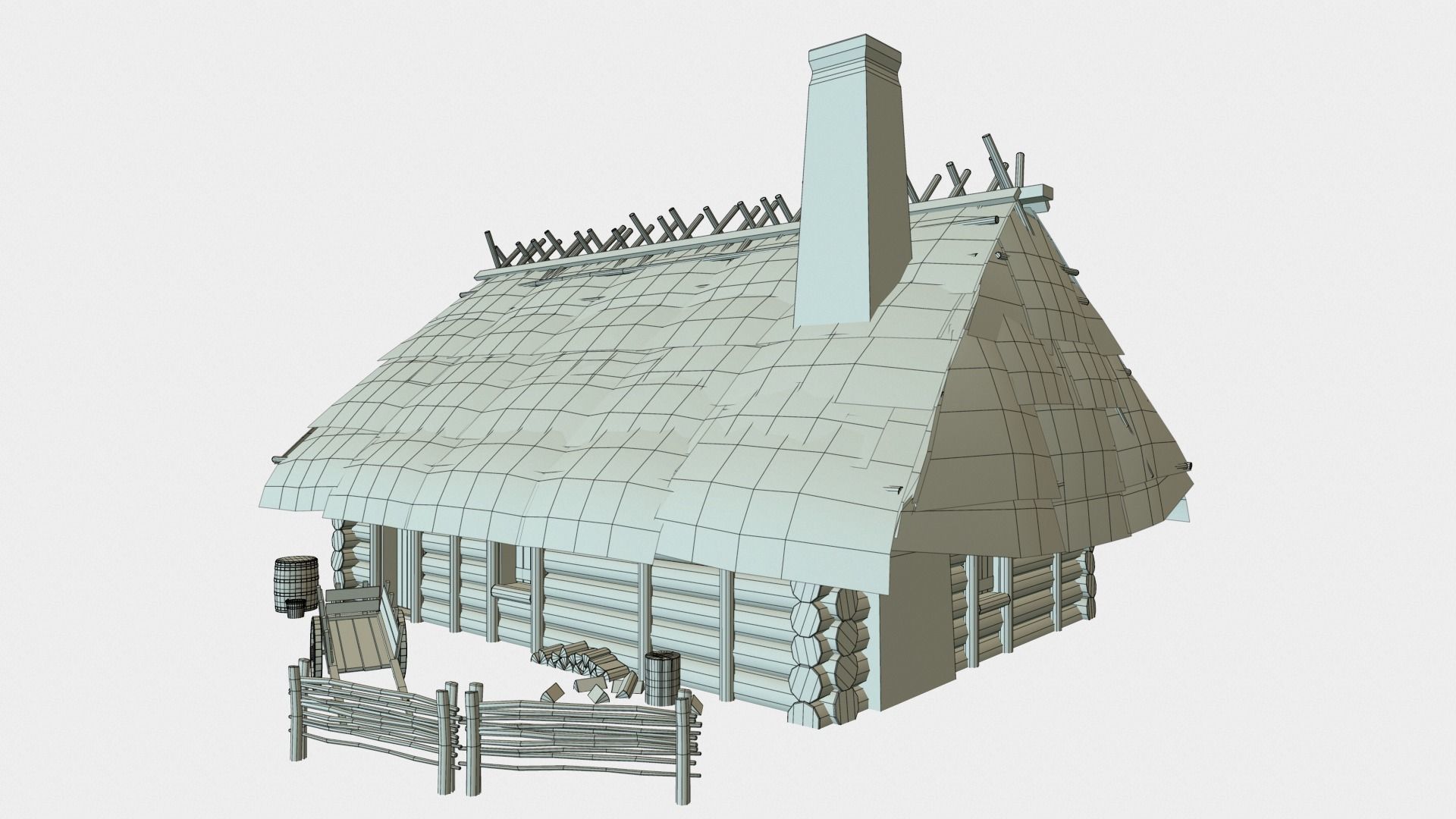 Medieval Cottage Low-poly 3D model_12