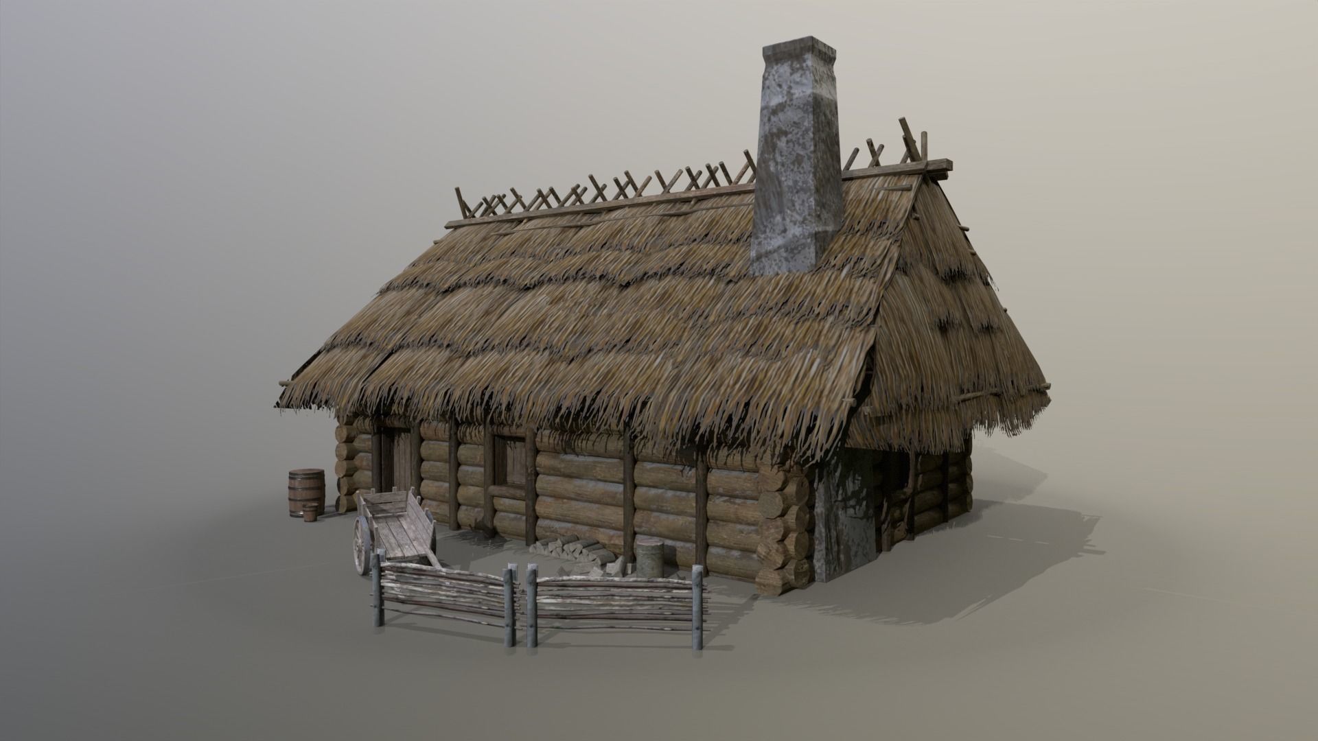 Medieval Cottage Low-poly 3D model_13