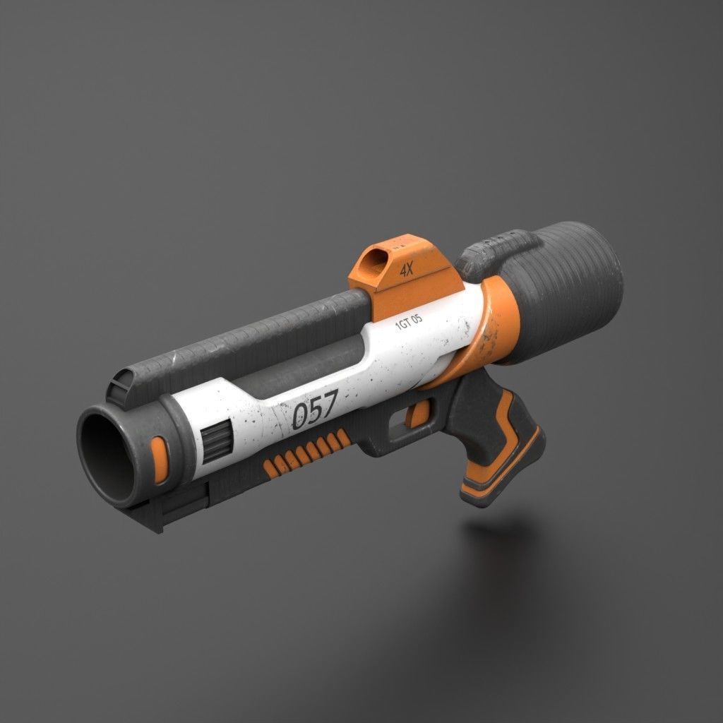 Sci-fi flame gun 3D model_1