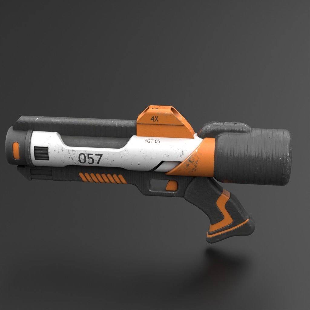 Sci-fi flame gun 3D model_2