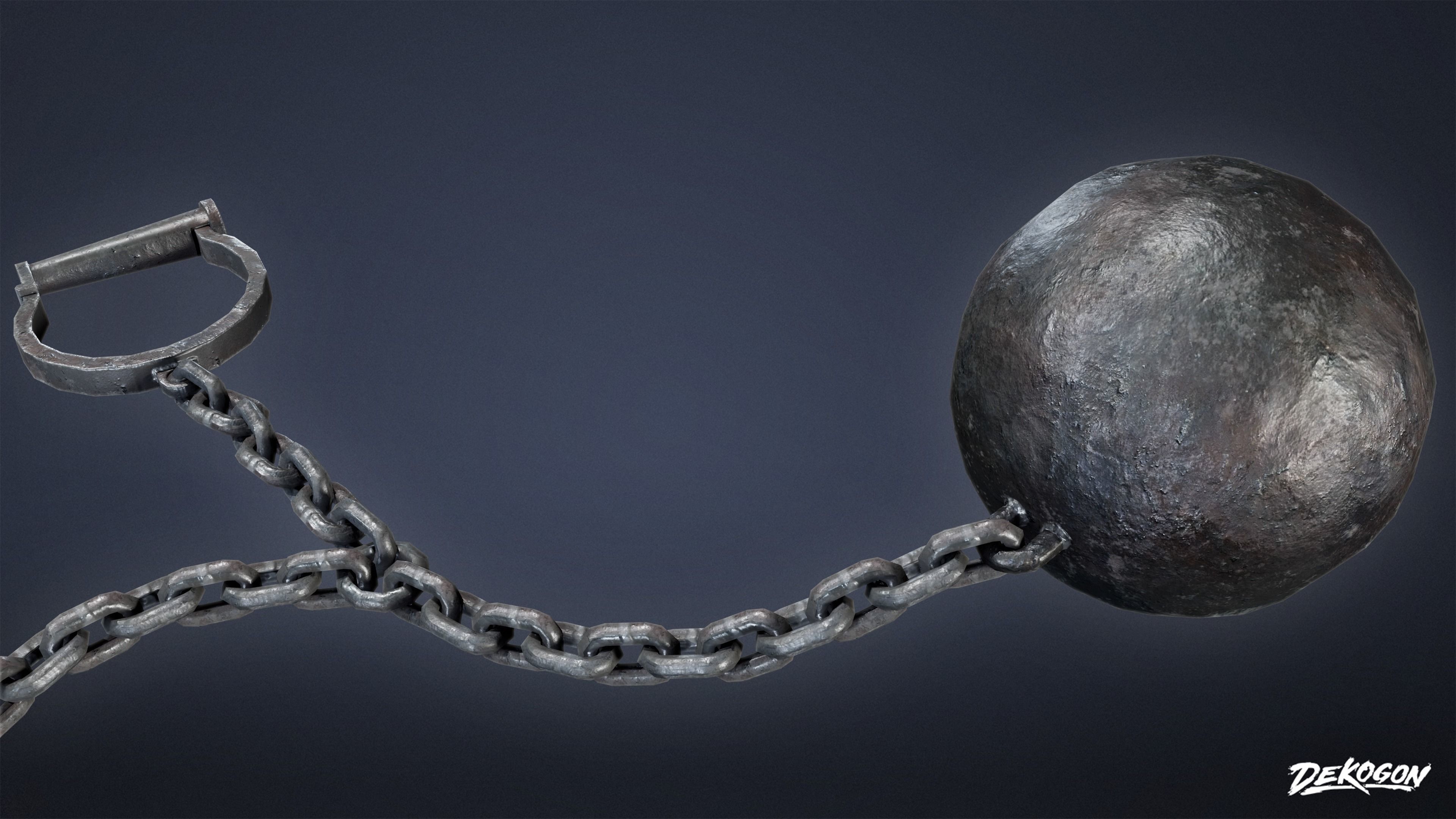 MEDIEVAL - Ball and Chain 01 - LOW POLY Low-poly 3D model_4