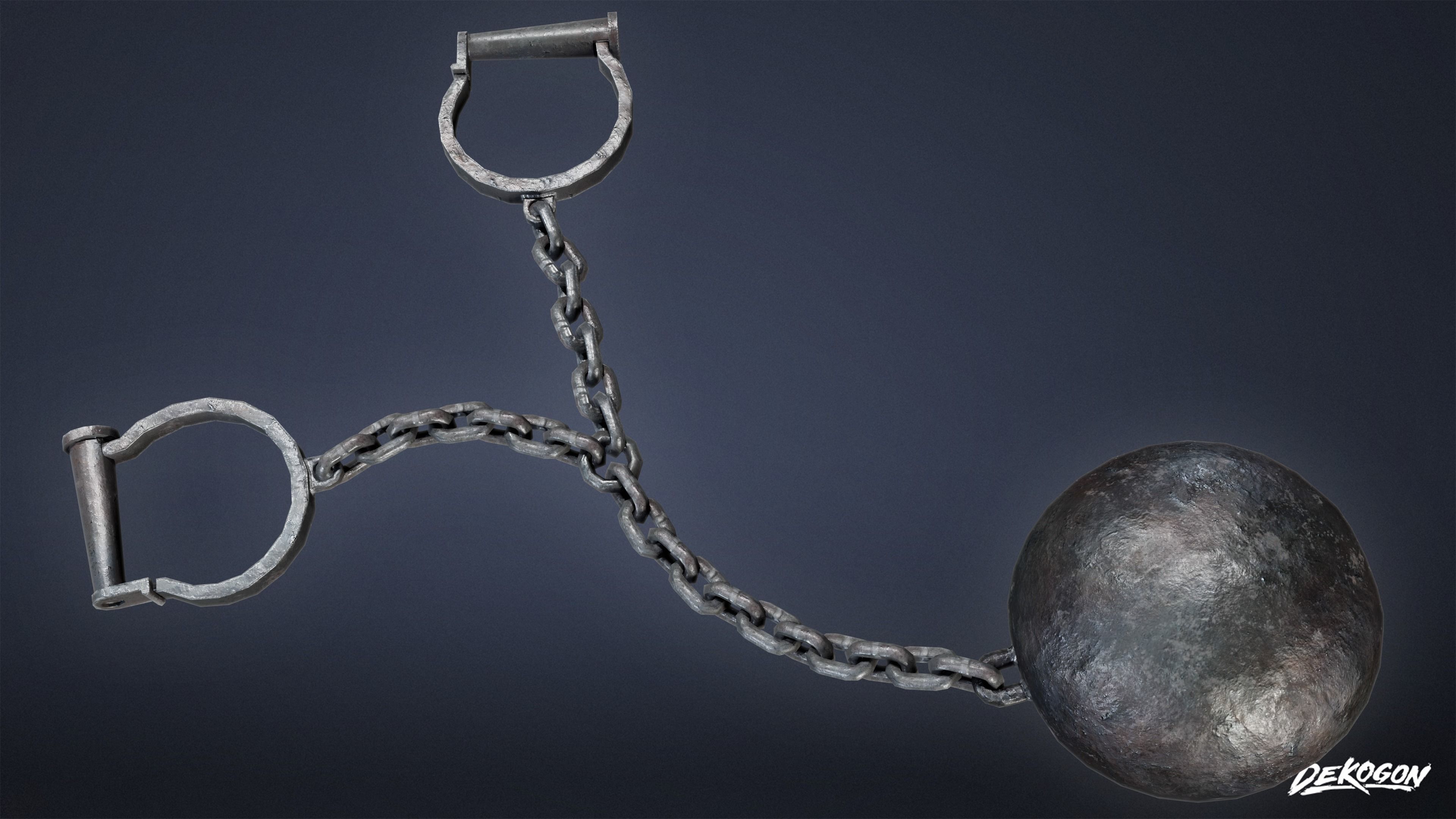 MEDIEVAL - Ball and Chain 01 - LOW POLY Low-poly 3D model_5
