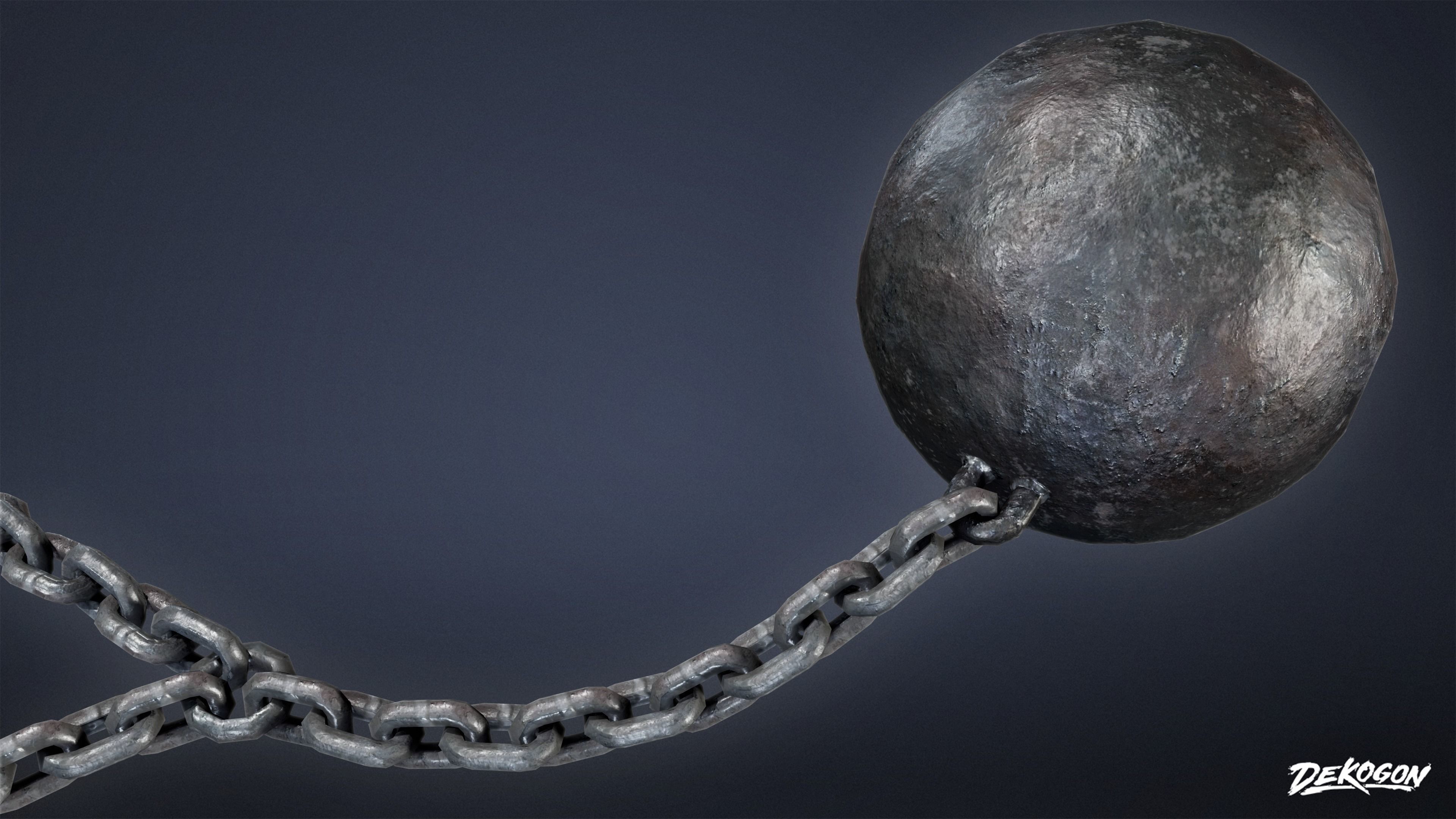 MEDIEVAL - Ball and Chain 01 - LOW POLY Low-poly 3D model_6
