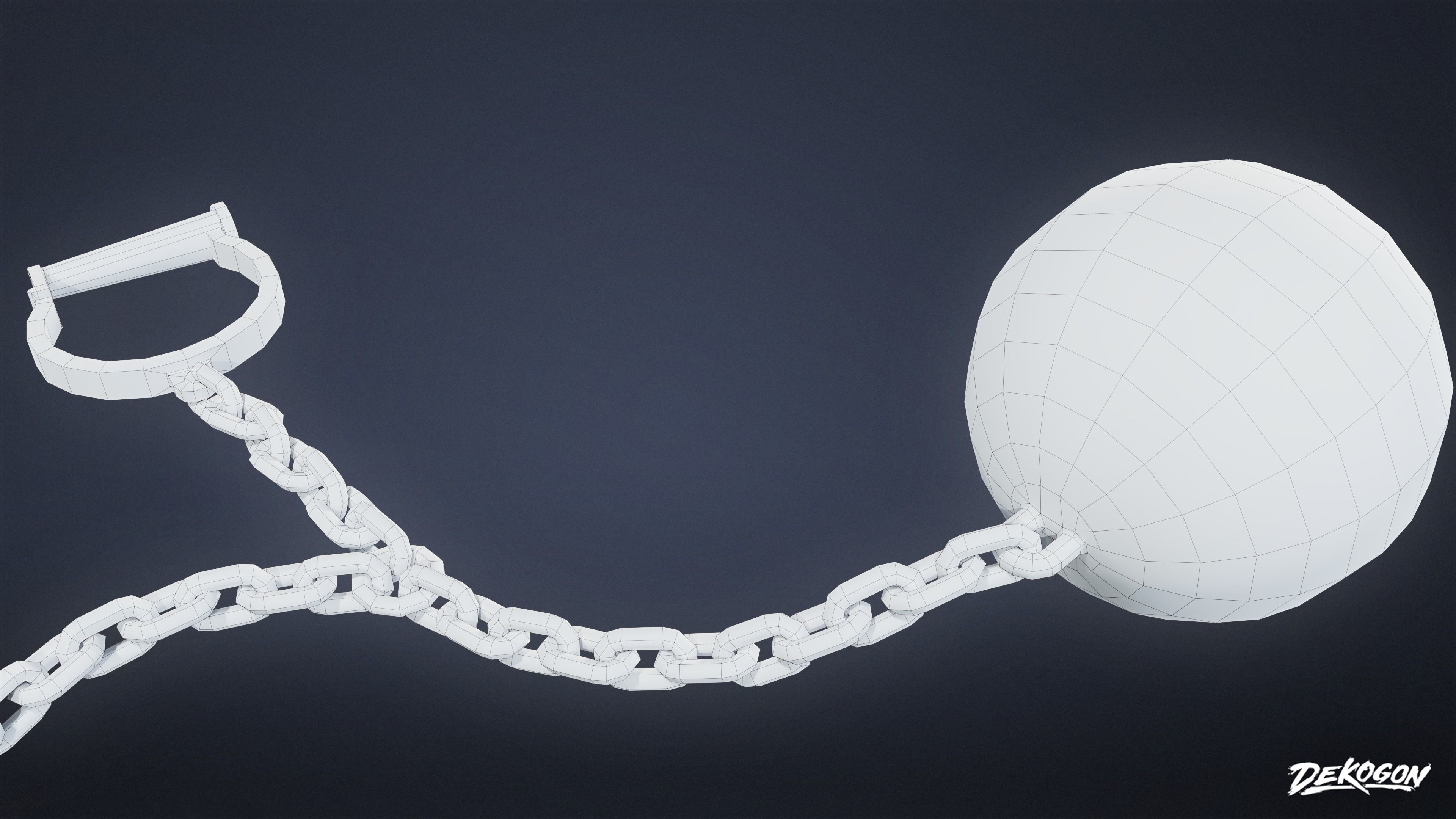 MEDIEVAL - Ball and Chain 01 - LOW POLY Low-poly 3D model_3