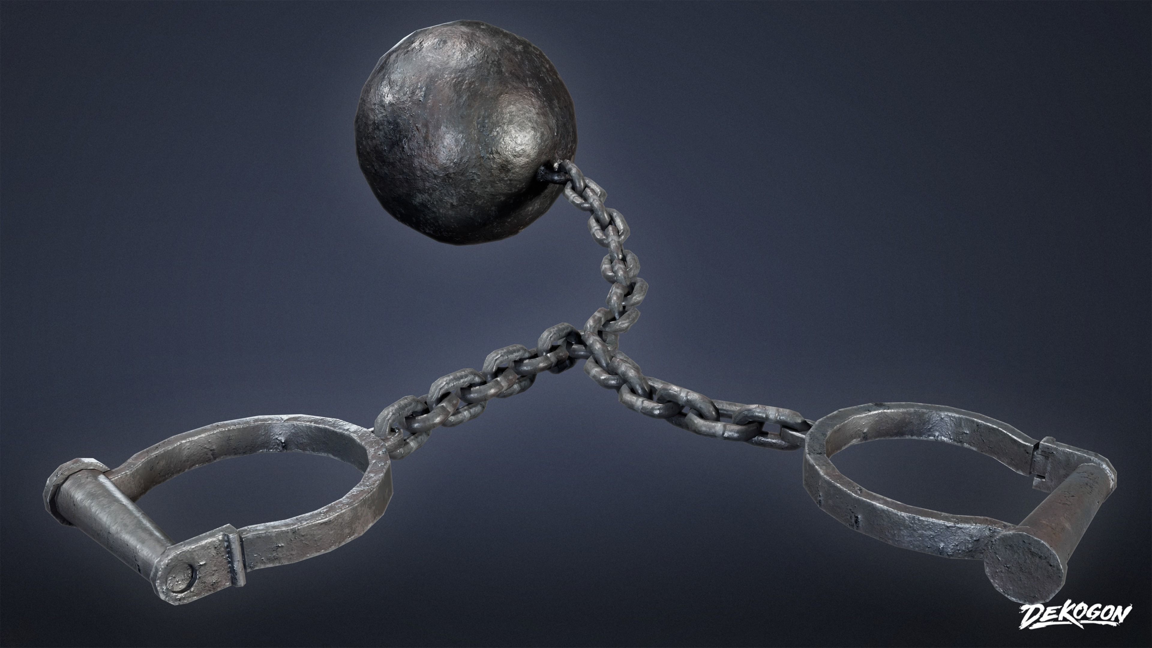 MEDIEVAL - Ball and Chain 01 - LOW POLY Low-poly 3D model_8