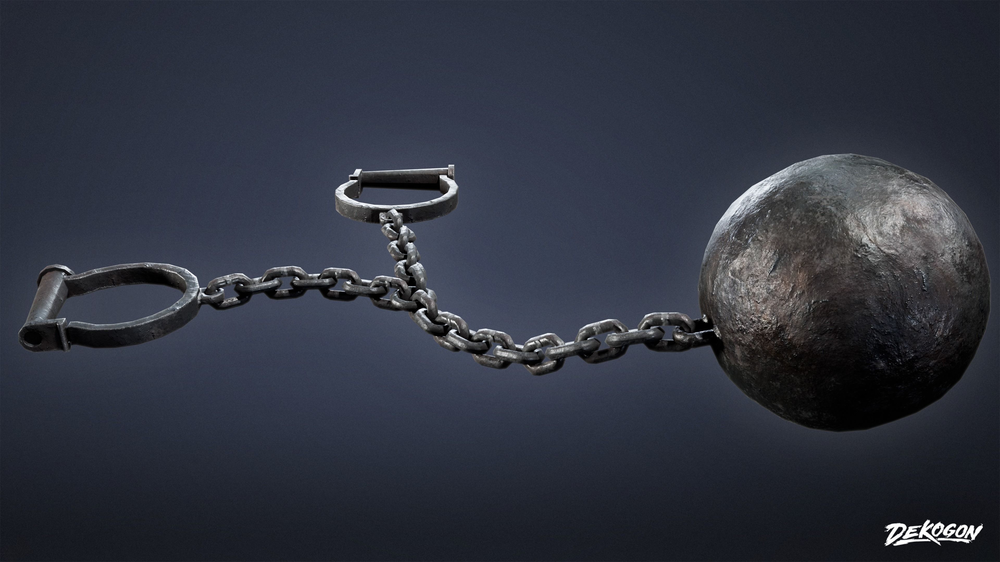 MEDIEVAL - Ball and Chain 01 - LOW POLY Low-poly 3D model_9