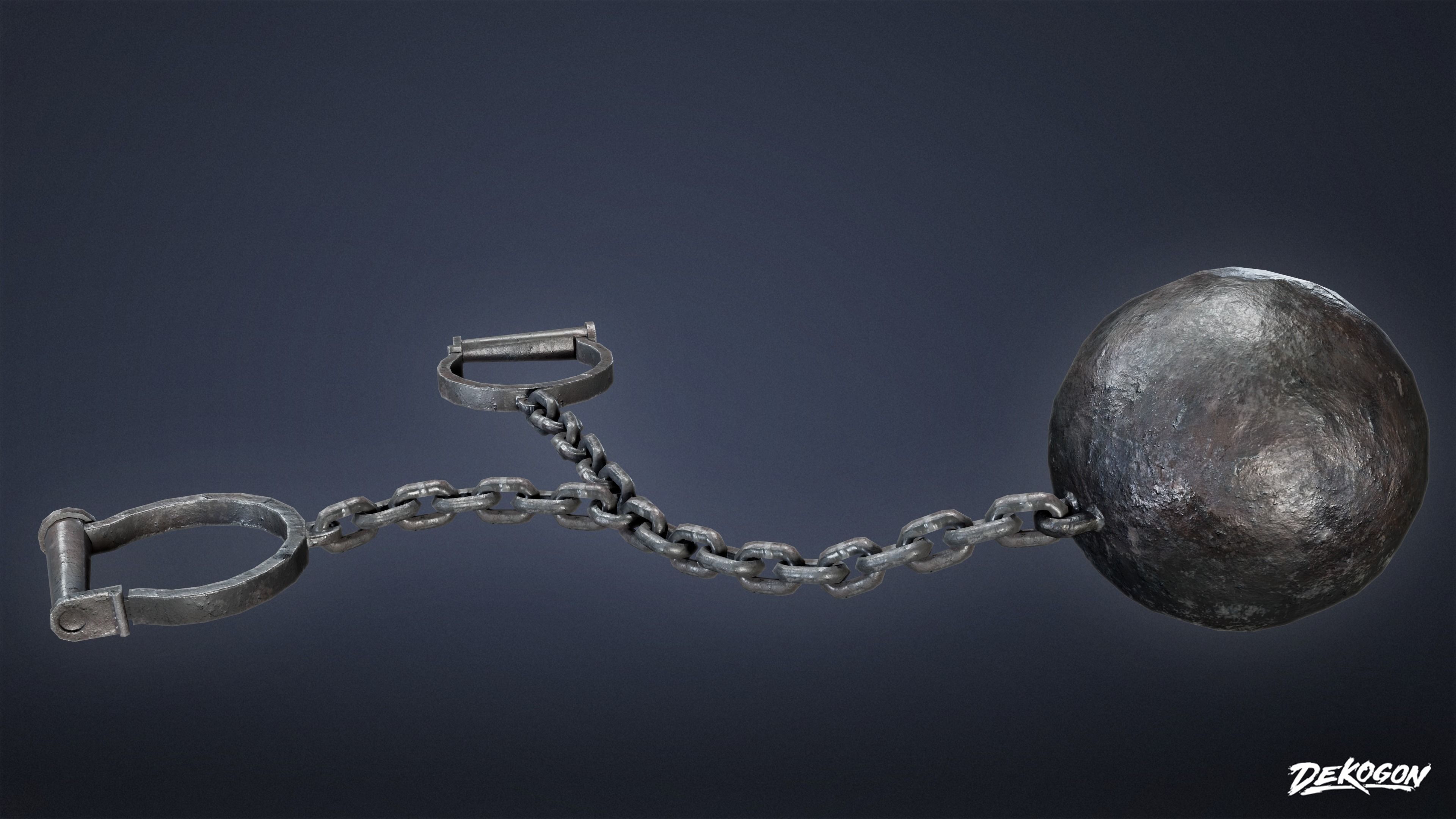 MEDIEVAL - Ball and Chain 01 - LOW POLY Low-poly 3D model_7