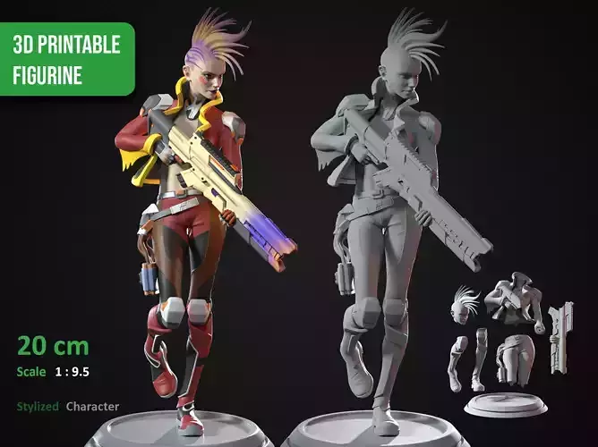 Cyberpunk Girl With Gun