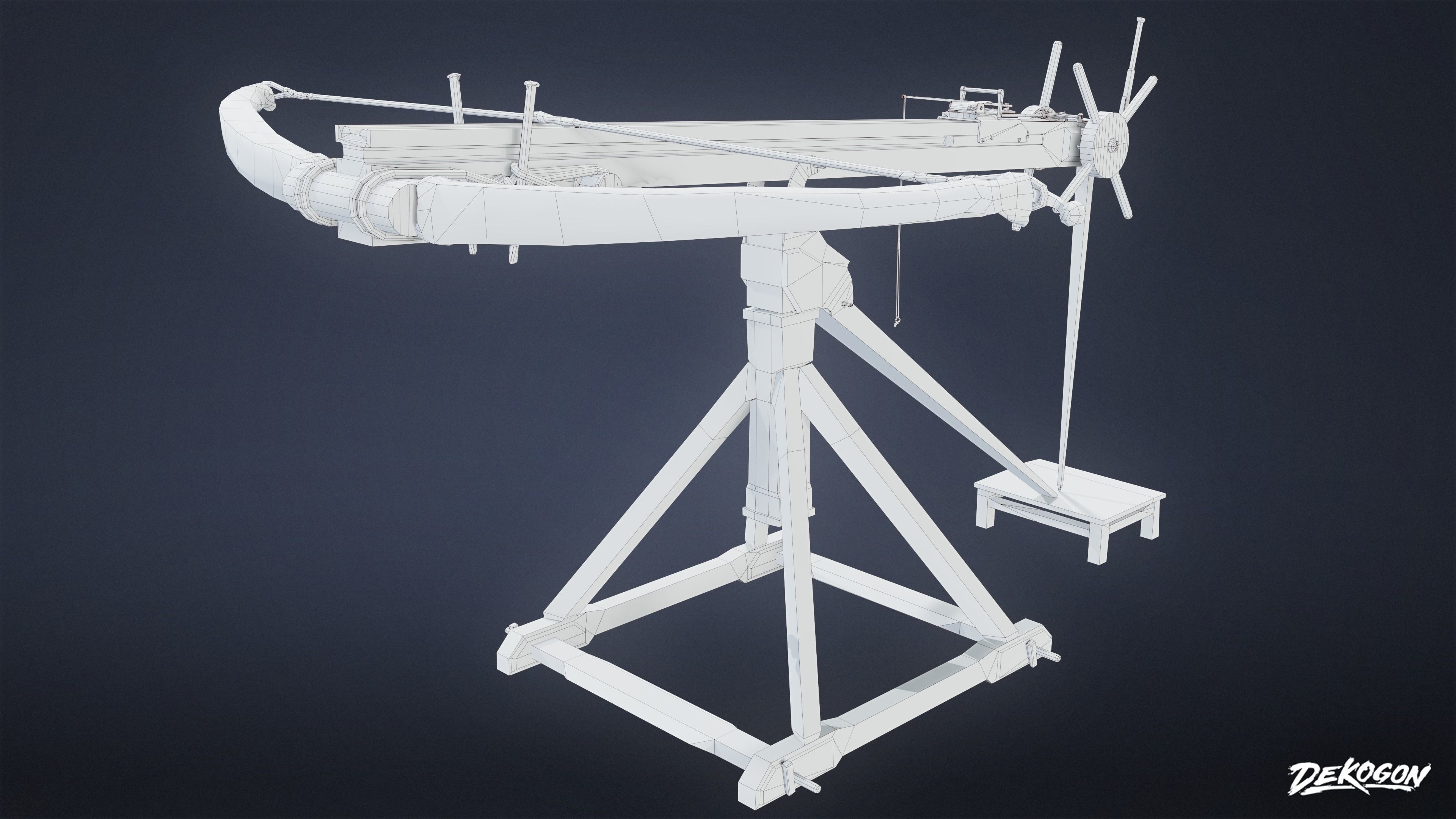MEDIEVAL - Ballista 01 - LOW POLY Low-poly 3D model_8