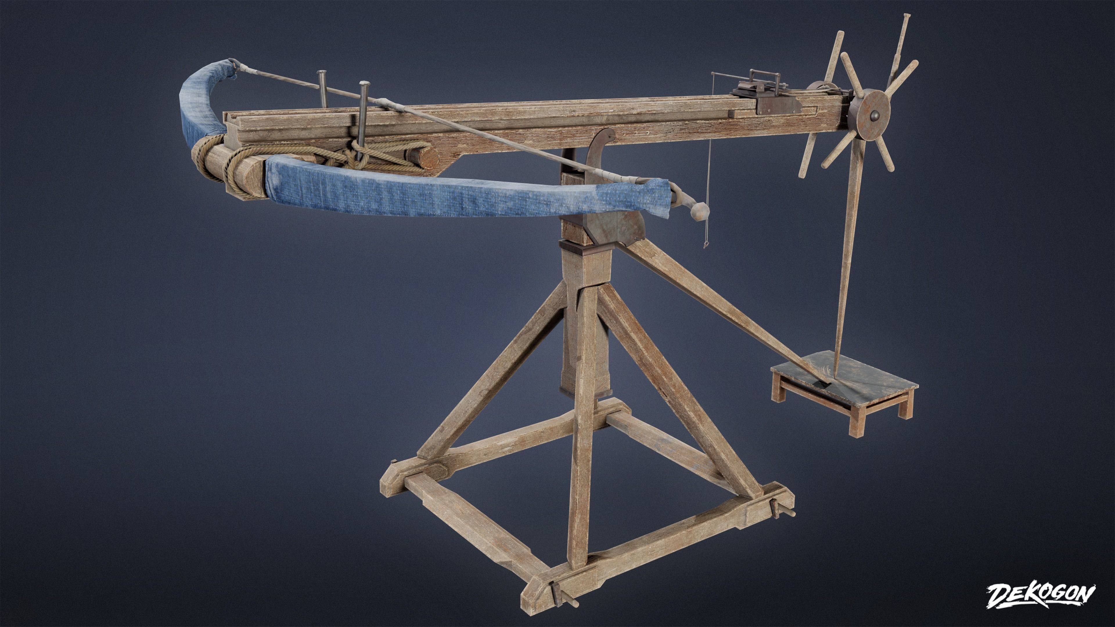MEDIEVAL - Ballista 01 - LOW POLY Low-poly 3D model_4