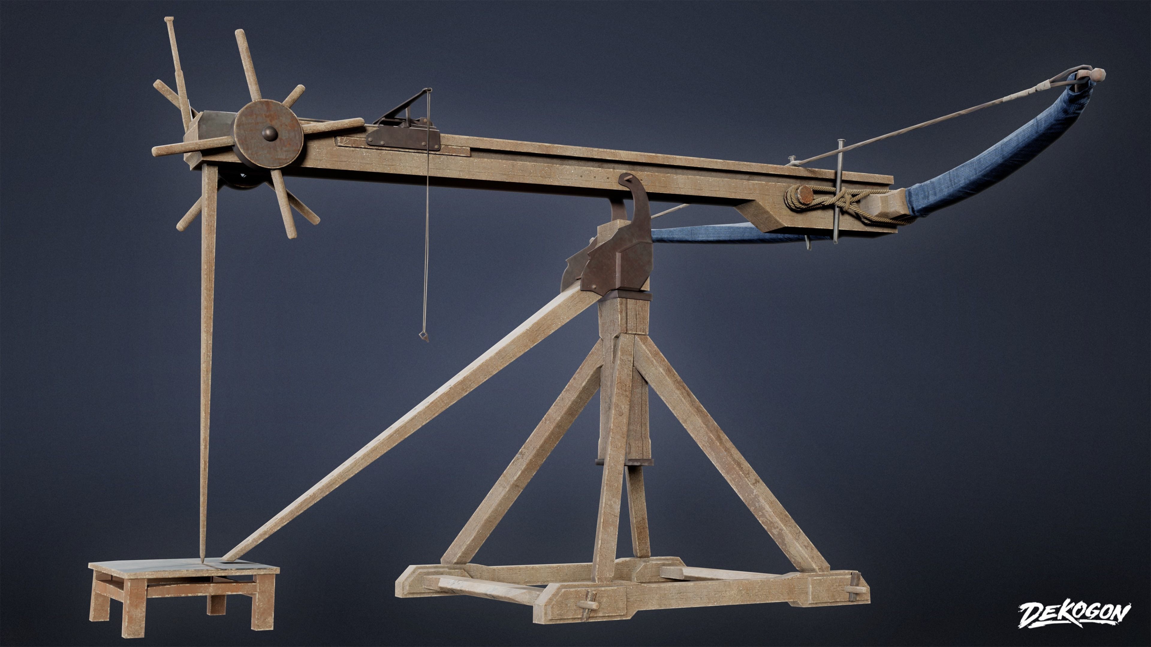 MEDIEVAL - Ballista 01 - LOW POLY Low-poly 3D model_6